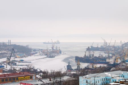Port of Vladivostok. Bay Diomede.のeditorial素材