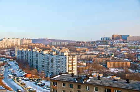 Vladivostok. Residential neighborhoods on the hills.のeditorial素材