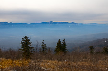Livadia Ridge. Panorama. Blue haze in the valley.の写真素材