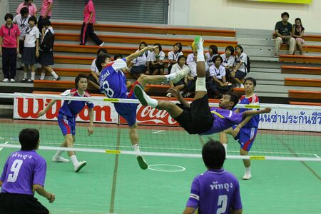Sepak Takraw in Chonburi game Game competition among provinces in Thailand on December 16, 2010 in Chonburi Thailandのeditorial素材