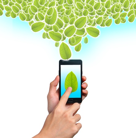 Businessman send massage on mobile phone の写真素材