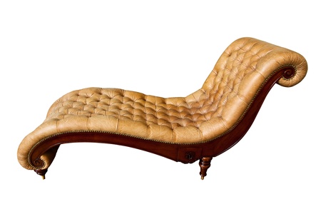 The sepia of sofa bed genuine leather upholsteryの写真素材