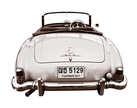 PATHUMTHANI - JUNE 20 : The vintage car Mercedes-Benz 190 SL,1954s original car in Geramany showed...