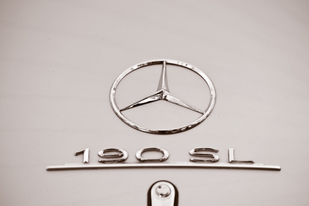 PATHUMTHANI - JUNE 23 : The vintage car Mercedes-Benz 190 SL,1954s original car in Geramany showed...