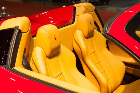 NONTHABURI THAILAND-JUNE 20 : Closed up of Ferrari 458 Spyder displayed at Bangkok International Auto Salon 2013 on June 30, 2013. The event exiting modified car showed in Nonthaburi, Thailand.のeditorial素材