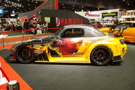 NONTHABURI THAILAND-JUNE 20 : Honda S2000 decoated and modified by Js racing displayed at Bangkok International Auto Salon 2013 on June 30, 2013. The event exiting modified car showed in Nonthaburi, Thailand.のeditorial素材