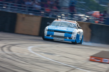 NONTHABURI THAILAND-JUNE 30 : Kulachat H., Thai driver from Bendix Drift Team in D1 Grand Prix...