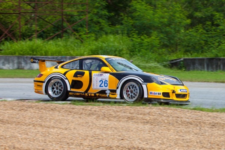 PATTYA, THAILAND-AUG.17 : Henk J K driver of Porsche (26) in Super car class 2 Round 3 during the...