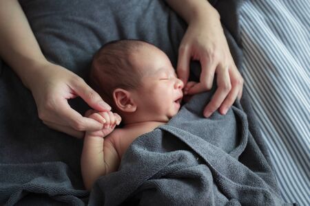 Portrait of cute Asian baby, concept create newborn.の写真素材