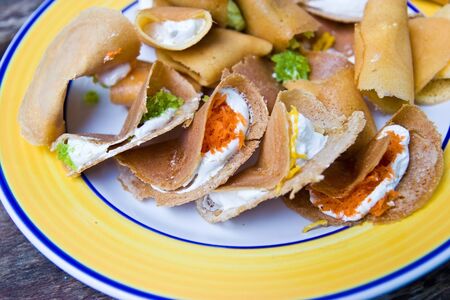 Thai pancake on a plate 