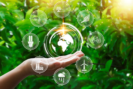 Environmental conservation technology and approaching global sustainable ESG by clean energy from renewable natural resourcesの写真素材
