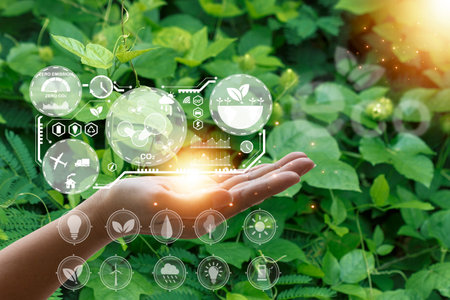 Smart farming technology and internet of things ( IOT) concept.の写真素材