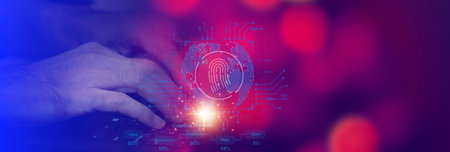 Cybersecurity concept focusing on digital protection; securing networks, preventing data breaches,...
