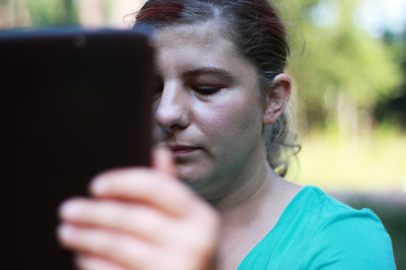 Happy Young Woman riding bicycle outside. Healthy Lifestyle.の写真素材