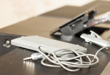 Vintage Cassette Deck Stereo Receiver with Headphonesの写真素材
