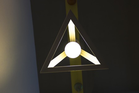 Decorative street lights, a lamp like airplane blades, at night.の写真素材