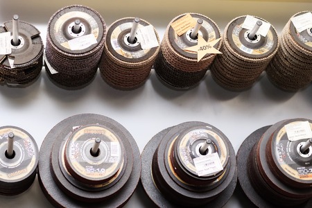 hot sparks at grinding steel material.