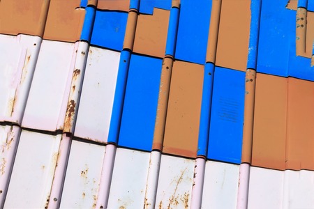 texture. color metal tile. it is made of metal. it has scratches and rust.の写真素材