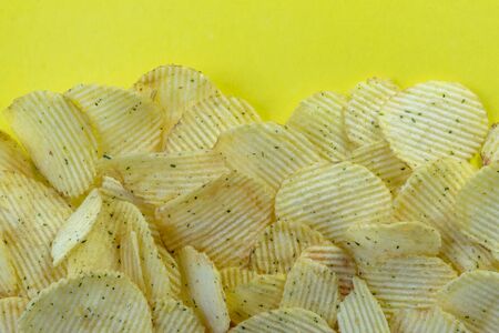 texture, background in yellow. lined with corrugated chips on it,の写真素材