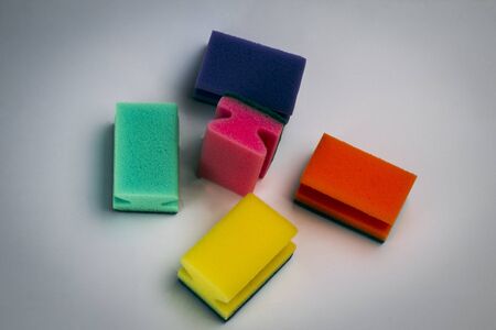 sponges for washing dishes. on white background. close-upの写真素材