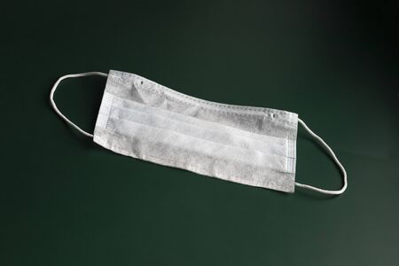 medical mask for protection against bacteria on a dark background. Close-up.