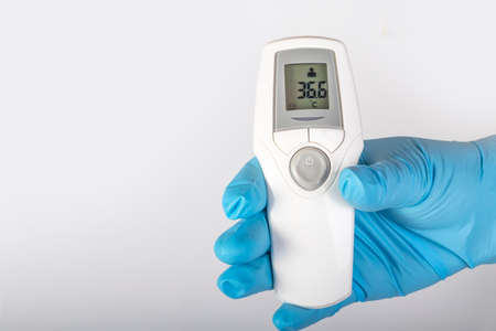 medical concept. electronic thermometer for measuring temperature. Reading 36.6. close-up