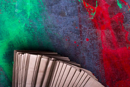 studio lighting. a stack of paper bags for recycling in the home. Second life to paperの写真素材