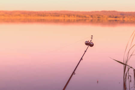 Silver bells for fishing, mounted on a feeder. signal when biting.の写真素材