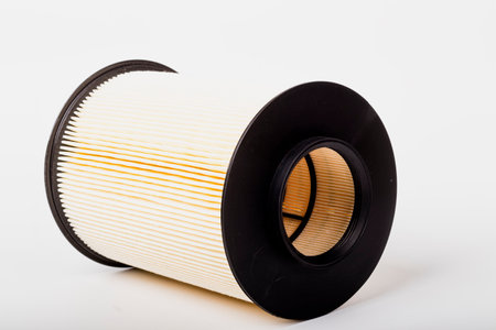 Air filter made of paper. The filter element is used in a car.の写真素材