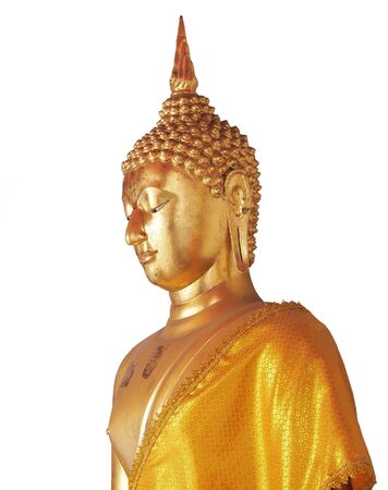Golden Buddha isolated on whiteの写真素材