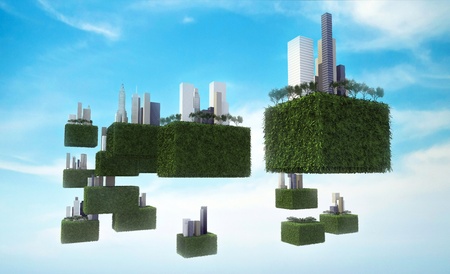 Future sky city in the sky.の写真素材