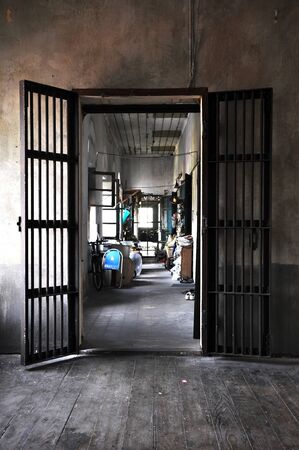 Long corridor in an old abandoned building, hdr processing の写真素材