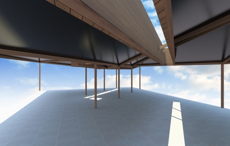 Futuristic architecture with organic structure on white backgroundの写真素材