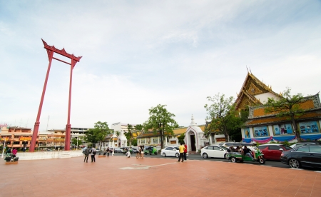 Giant Swing near wat Sutadhtepvararam temple in Bangkok, Thailand, 