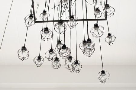 Lighting decor hang on white ceilingの写真素材