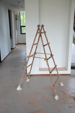 Grunge stepladder in construction siteのeditorial素材