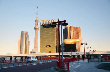 Landmark buildings including Tokyo Sky Tree along the Sumida River, Asakusa, tokyo, Japanのeditorial素材