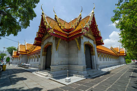 Exterior of Marble Temple, Wat Benchamabophit in Bangkok, Thailandの写真素材