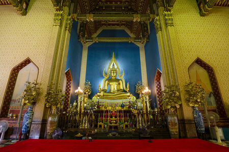 The ancient Buddha in famous temple  Wat Benjamaborphit temple  in Bangkok, Thailandのeditorial素材