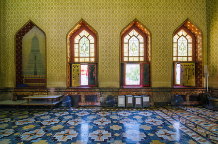 Interior of Wat Benjamaborphit temple in Bangkok, Thailandのeditorial素材