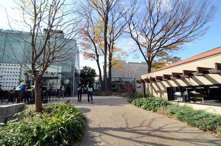 Tokyo, Japan - November 28, 2013: People visit Building Exterior at Daikanyama district on November 28, 2013 in Tokyo, Japan. Daikanyama is a one of the important business district in tokyo.のeditorial素材