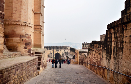 Jodhpur, India - January 1, 2015: Tourist visit Mehrangarh Fort on January 1, 2015 in Jodhpur, India. Mehrangarh Fort located in Jodhpur, Rajasthan, is one of the largest forts in India.のeditorial素材