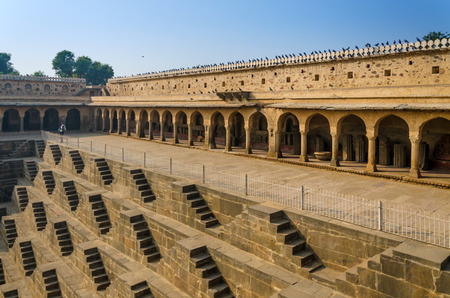 Chand Baori Stepwell in the village of Abhaneri, Rajasthan, India.
