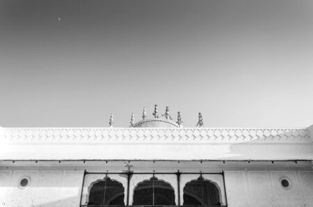 Historical Rajasthan Nahargarh fort in Jaipur, India (black and white)のeditorial素材