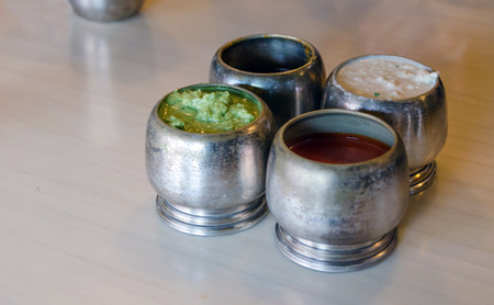 Selection of Indian curries, Indian cuisineの写真素材