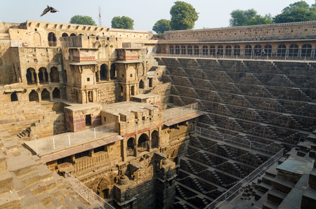Chand Baori Stepwell in the village of Abhaneri, Rajasthan, India.の写真素材