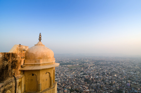View to Jaipur city from Nahargarh fort, Rajasthan, Indiaのeditorial素材