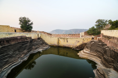 Large reservoir at Nahargarh Fort in Jaipur, Rajasthan, Indiaのeditorial素材