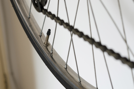 Detail of bicycle wheel on whiteの写真素材
