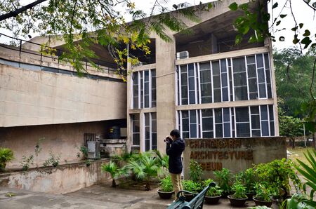 Chandigarh India  January 4 2015: Tourist visit Chandigarh Architecture Museum on January 4 2015. The building was designed by noted architect Le Corbusier.のeditorial素材